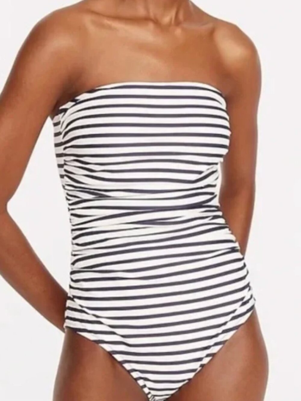 J Crew: Ruched bandeau one-piece in stripe